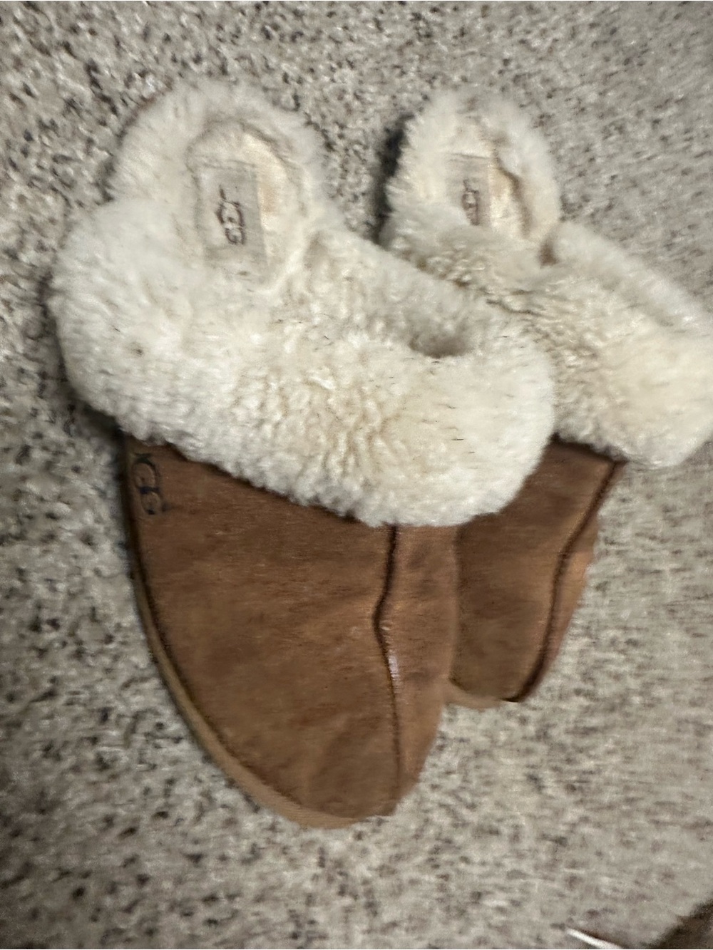 UGG Women's Chestnut Suede Slipper with Cream Shearling Cuff